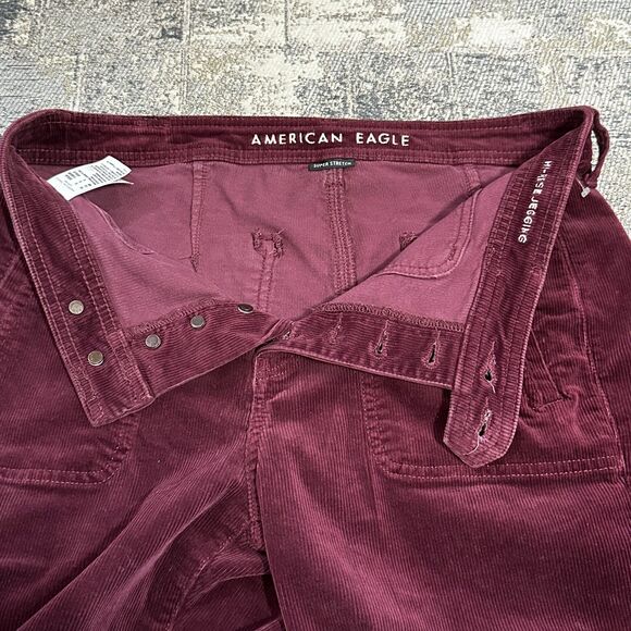 American Eagle Jegging Womens Burgundy Corduroy Hi Rise Button Fly sz 10 (32X28) - Picture 4 of 13